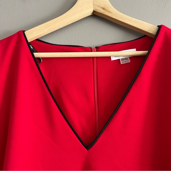 Calvin Klein Piping Trim Bow Sheath Dress Scuba Crepe Red Plus Size 20W Career - Picture 7 of 16